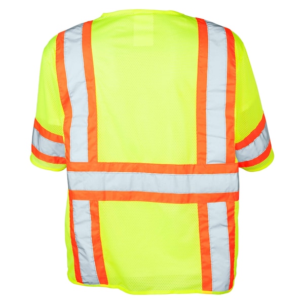 Polyester Mesh Safety Vest Class 3 W/ Zipper & 6 Pockets (Lime/4X-Large)